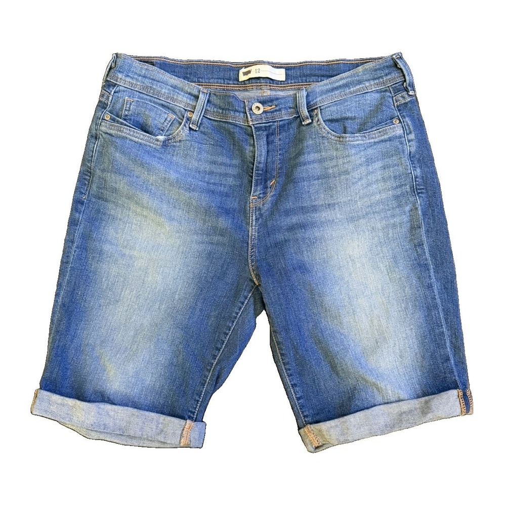 Levi's Women's Size 12 Denim Bermuda Shorts Blue Jean Cuffed Long Length